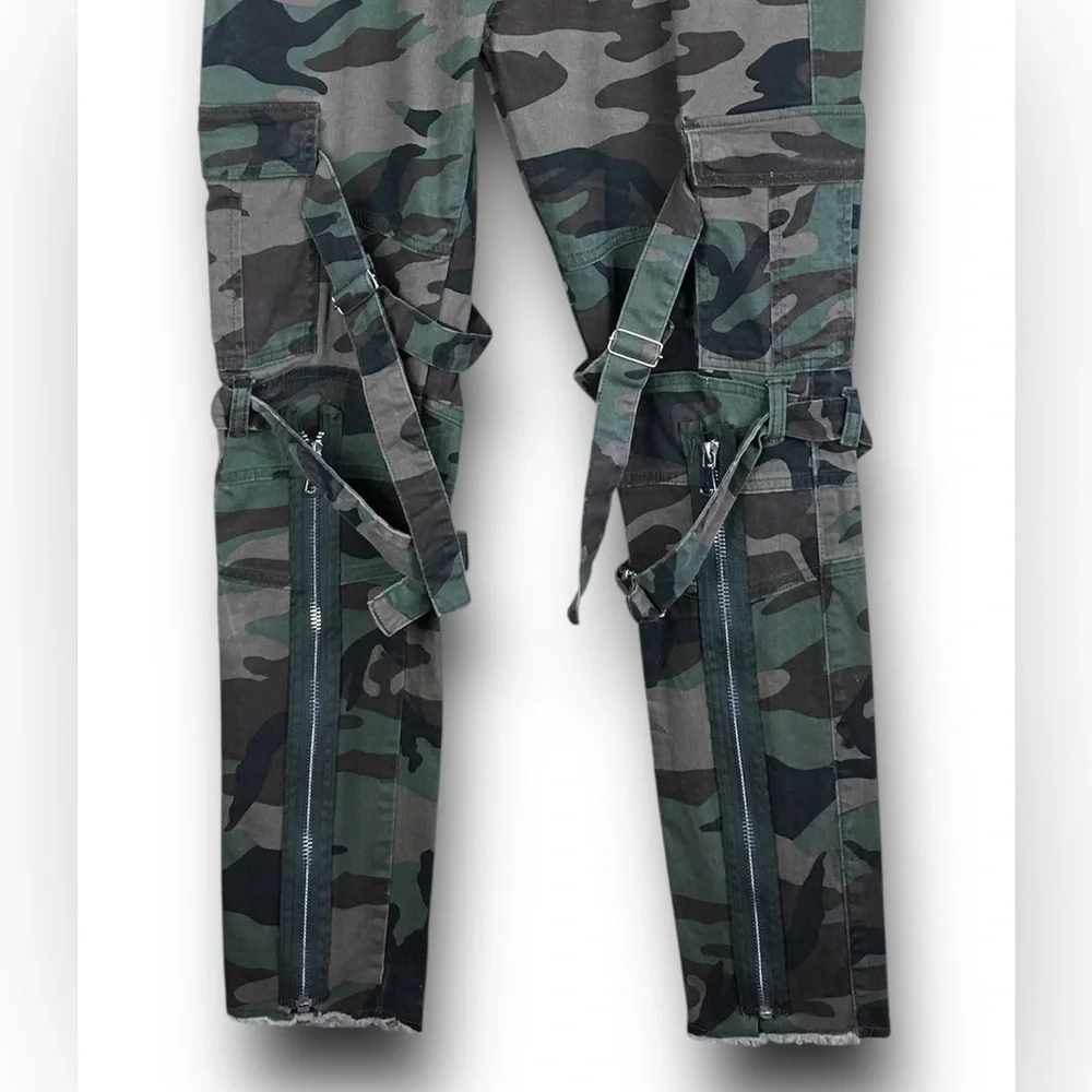 Reelistik NYC Green Camo Cargo Jeans-Army Stretch Zipper Cargo Split Jeans Sz 36